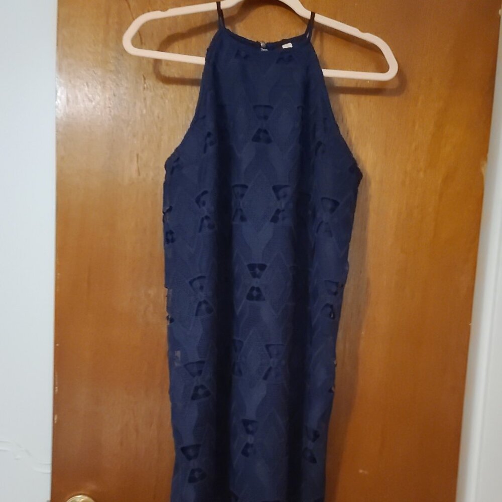 Xhilaration Navy Blue Lace Cutout Dress Size Large